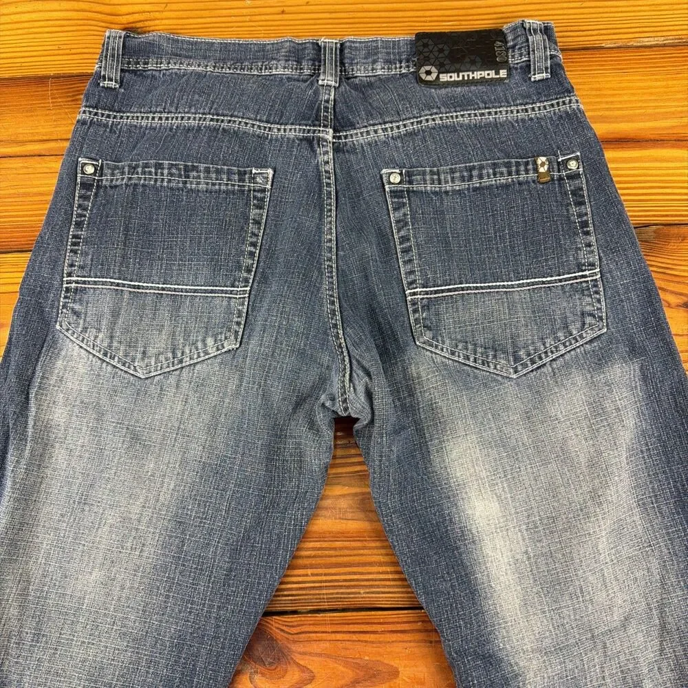 Southpole Jeans Size 36x31 Blue Dark Wash Denim 4180 Vintage Y2K Baggy